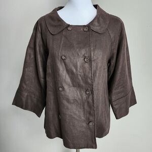 Tweeds Linen Jacket‎ Womens Medium Natural Earth Tone BOHO Lagenlook Natural NYC
